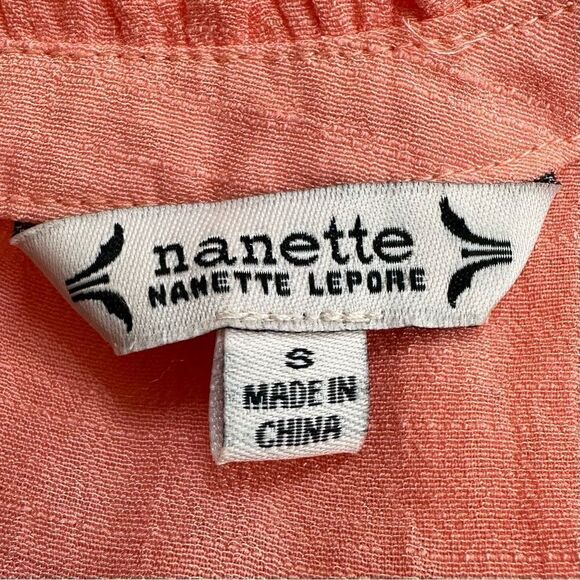 Nanette Lepore Coral Pink Cap Sleeves Pleated Top - Picture 10 of 12